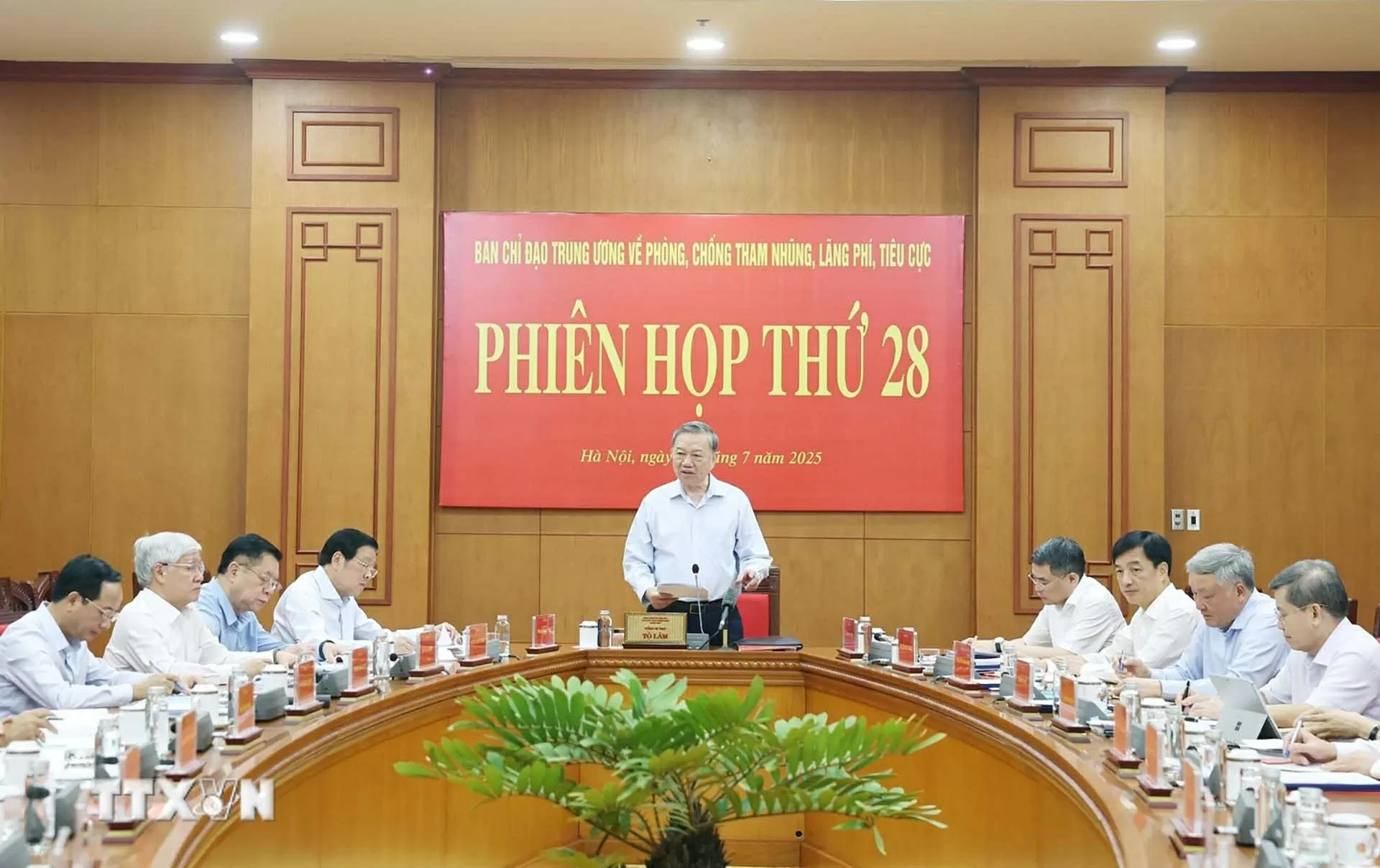 Tổng Bí thư Tô Lâm, Trưởng Ban Chỉ đạo Trung ương về phòng, chống tham nhũng, lãng phí, tiêu cực chủ trì phiên họp thứ 28. (Nguồn: TTXVN)