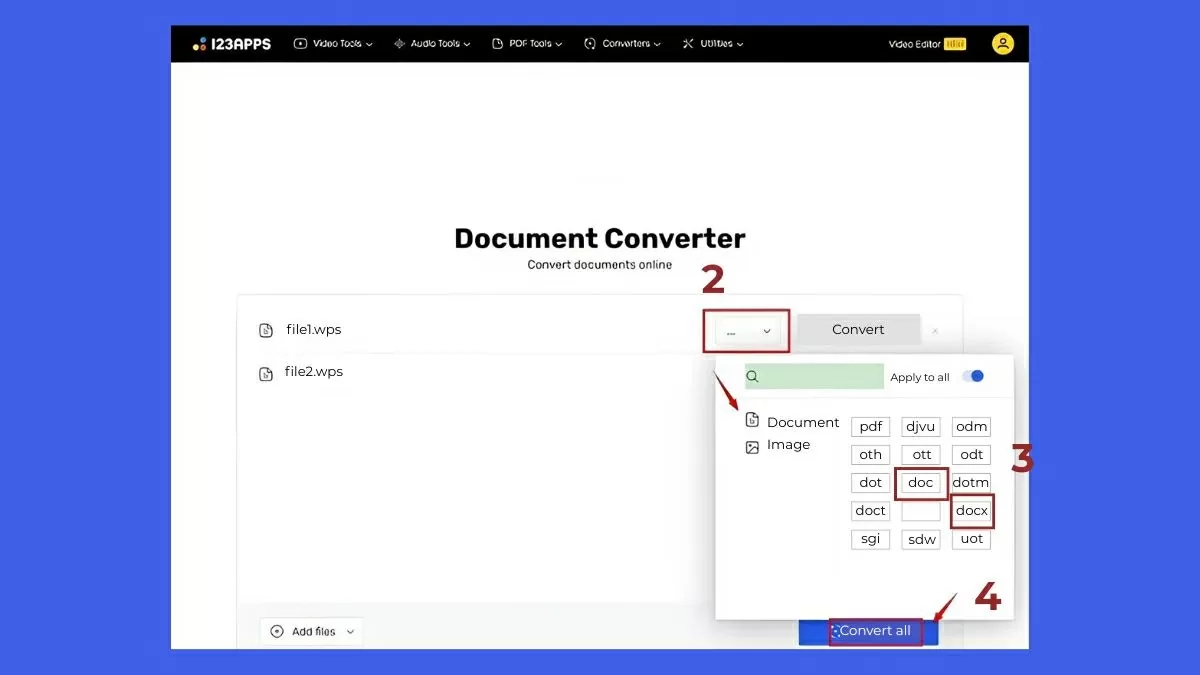Chọn định dạng Word để xuất file.