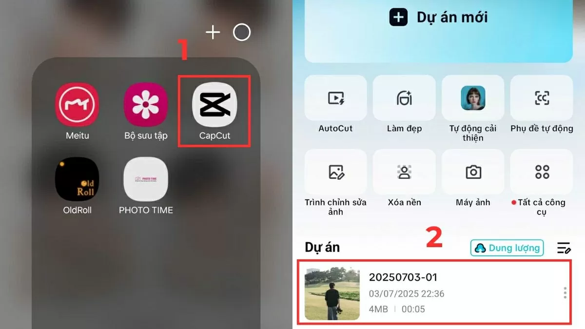 Mở CapCut và thêm nội dung cần chỉnh sửa.