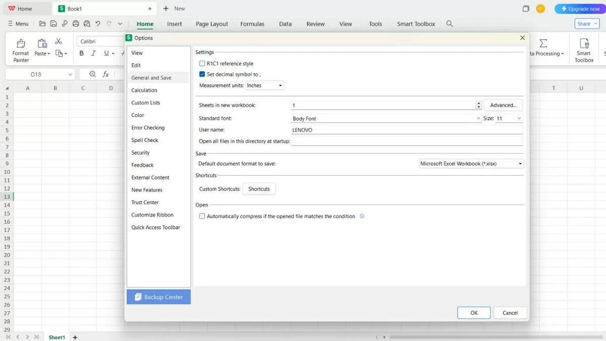 Bạn chuyển đến mục General and Save.