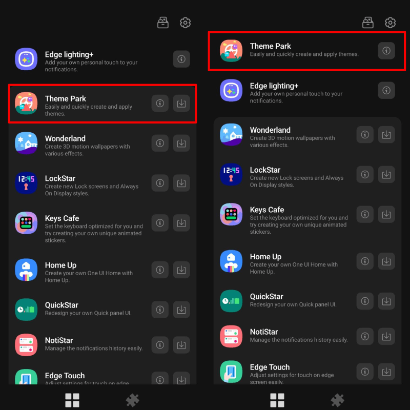 chọn mục Theme Park.