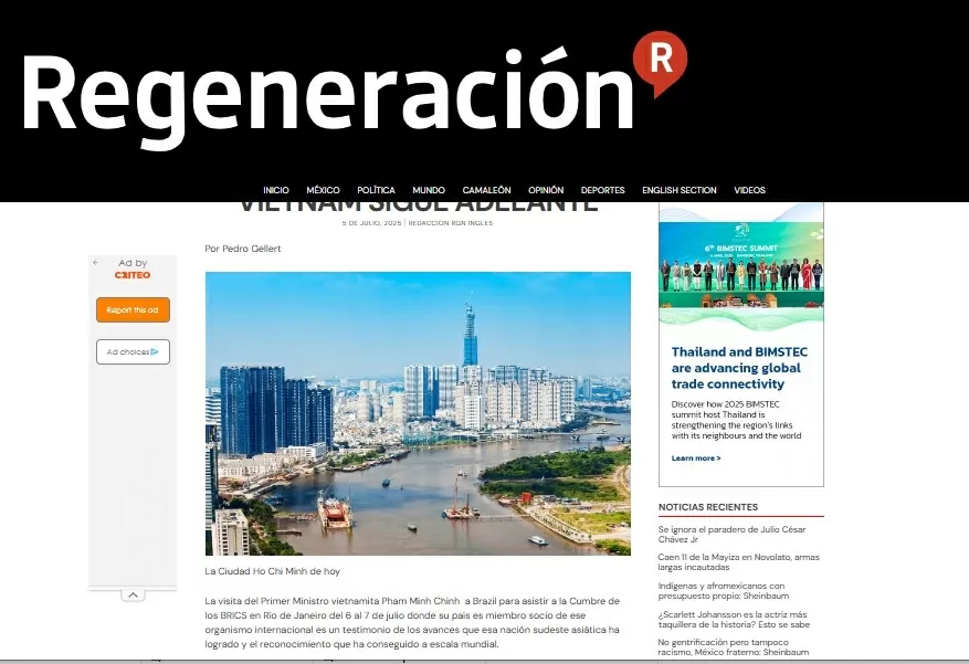 Truyền thông Mexico đánh giá cao sự phát triển của Việt Nam Truyền thông Mexico đánh giá cao sự phát triển của Việt Nam