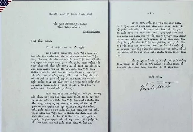 Bức thư của Bác Hồ gửi Tổng thống Mỹ Richard Nixon ngày 25/8/1969. Bức thư của Bác Hồ gửi Tổng thống Mỹ Richard Nixon ngày 25/8/1969.