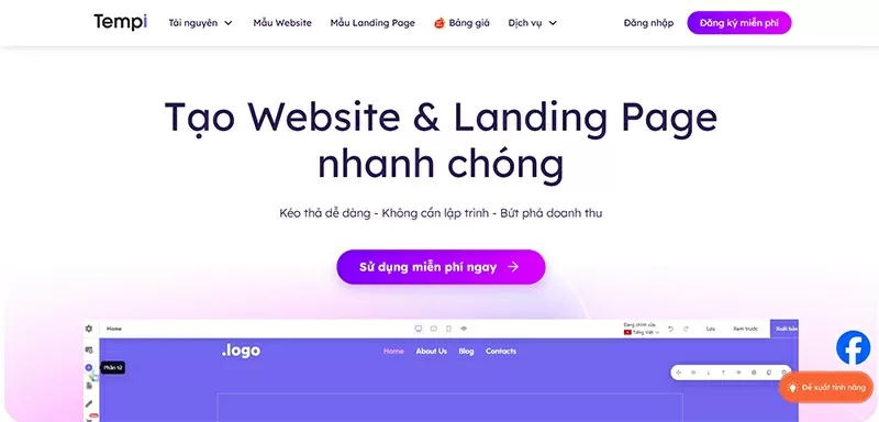 Tempi - Nền tảng thiết kế Website & Landing Page chuyên nghiệp cho mọi đối tượng