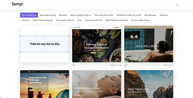 Tempi - Nền tảng thiết kế Website & Landing Page chuyên nghiệp cho mọi đối tượng