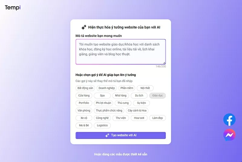 Tempi - Nền tảng thiết kế Website & Landing Page chuyên nghiệp cho mọi đối tượng