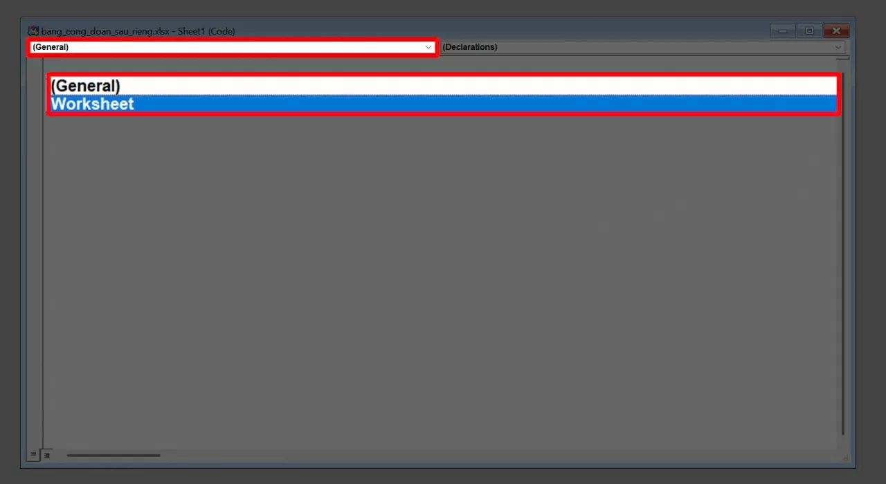 Excel sẽ tự sinh ra một đoạn mã mẫu cho bạn.