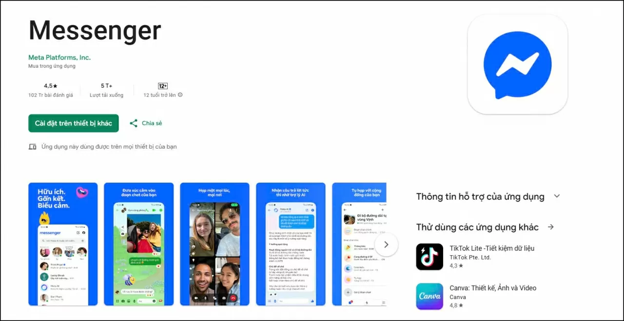 Cập nhật ứng dụng Messenger lên phiên bản mới nhất.