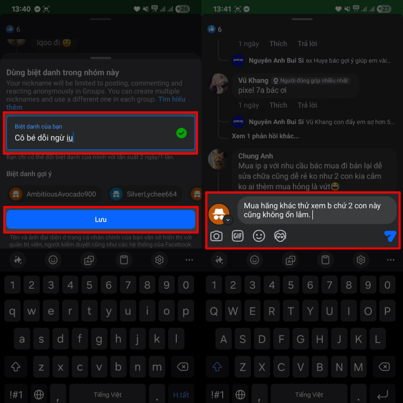 Nhập biệt danh bạn muốn dùng.