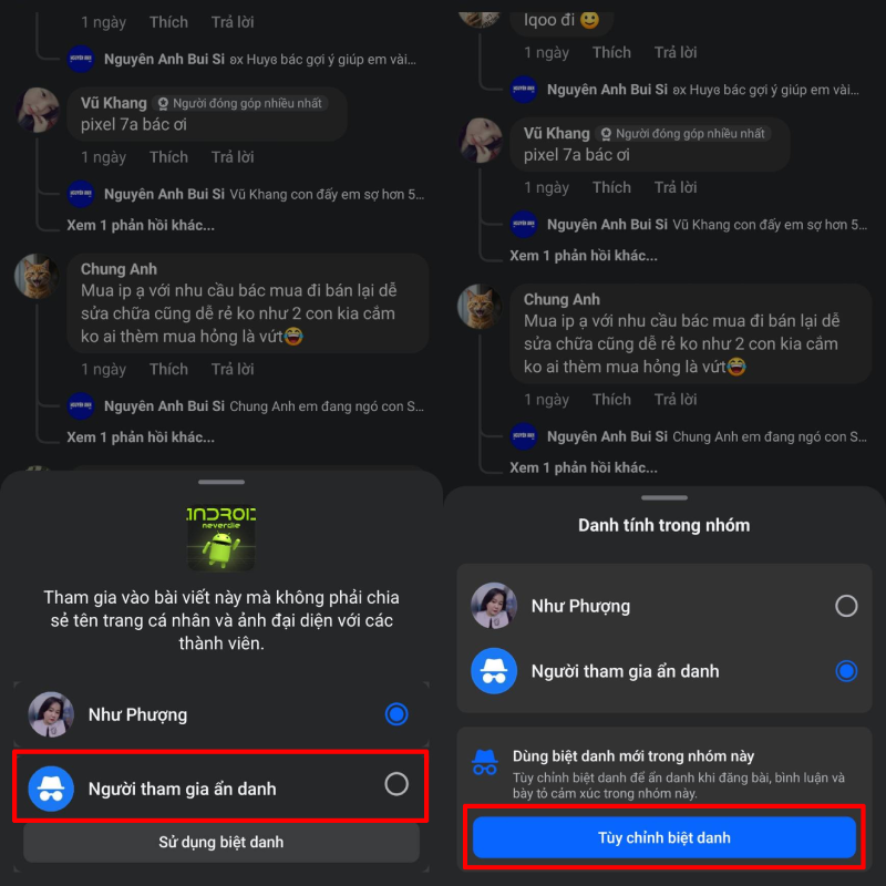 Chọn “Tùy chỉnh biệt danh”.