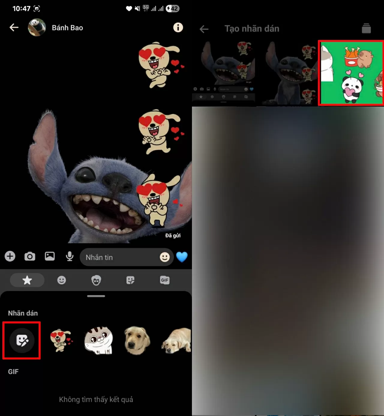 Nhấn vào biểu tượng nhãn dán. Nhấn vào biểu tượng nhãn dán.