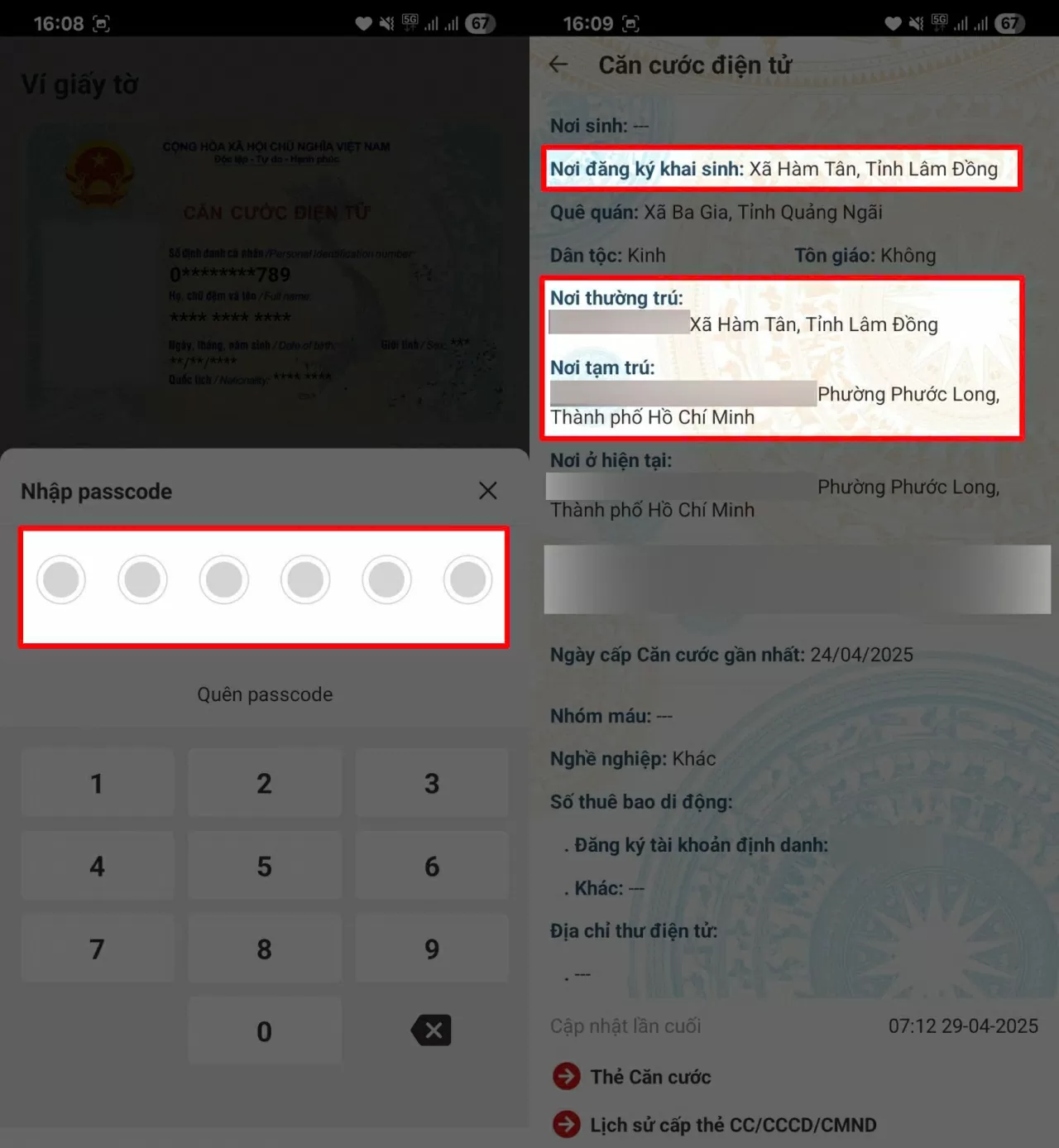 Kéo xuống và chọn Xem tại phần địa chỉ cư trú. Kéo xuống và chọn Xem tại phần địa chỉ cư trú.
