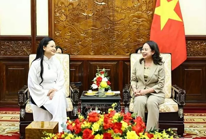 Phó Chủ tịch nước Võ Thị Ánh Xuân tiếp bà Amanda Nguyễn. (Nguồn: TTXVN)