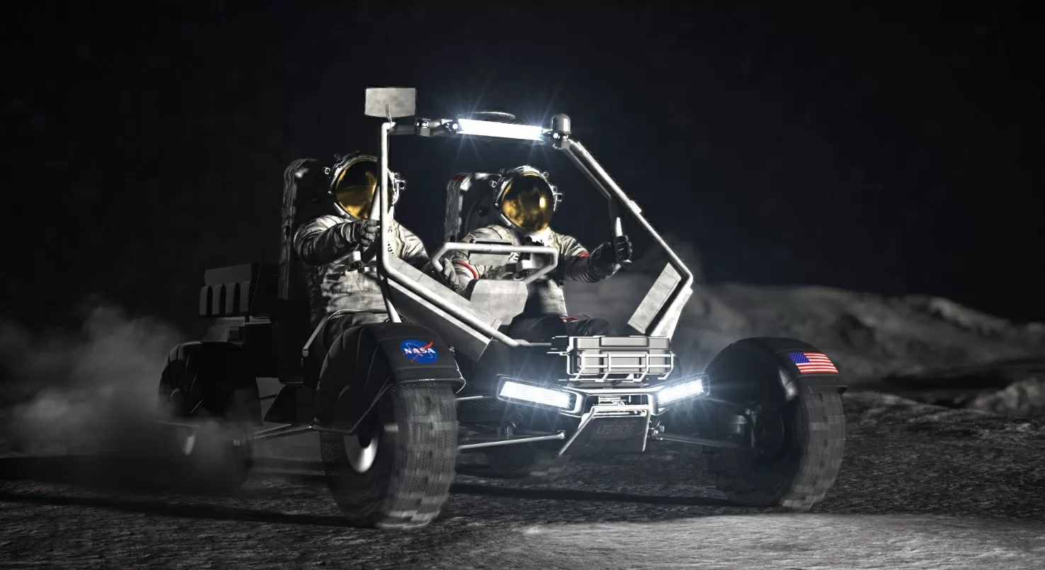 Bản thiết kế ý tưởng của nghệ sĩ về Xe địa hình Mặt Trăng của NASA. Ảnh: NASA Bản thiết kế ý tưởng của nghệ sĩ về Xe địa hình Mặt Trăng của NASA. Ảnh: NASA