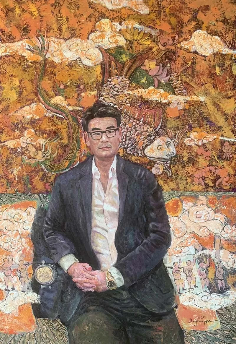 Tác phẩm “Người đàn ông kinh Bắc” được vẽ bằng chất liệu sơn dầu. Tác phẩm “Người đàn ông kinh Bắc” được vẽ bằng chất liệu sơn dầu.