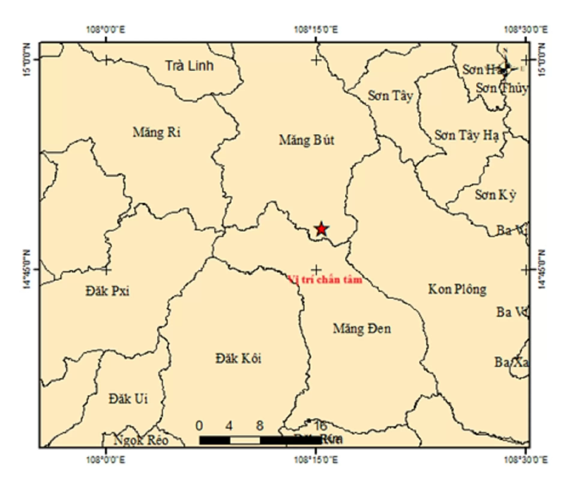 Măng Đen động đất mạnh 3,3 độ Măng Đen động đất mạnh 3,3 độ