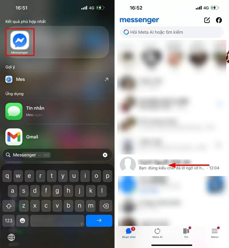Mở ứng dụng Messenger trên điện thoại.