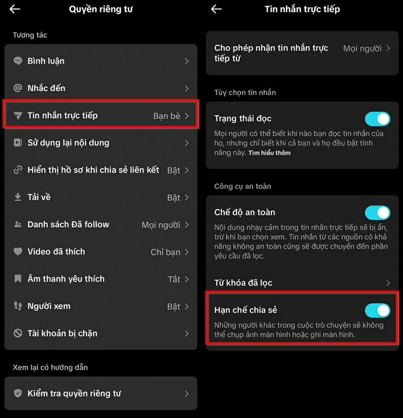 Nhấn vào Cài đặt và quyền riêng tư, sau đó chọn Quyền riêng tư.