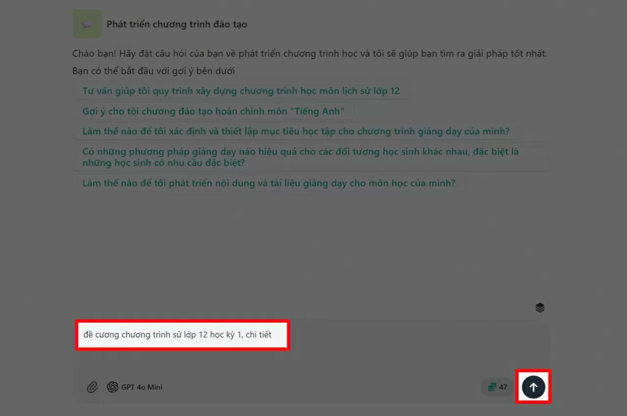 Sau đó nhấn Gửi để hệ thống AI xử lý.