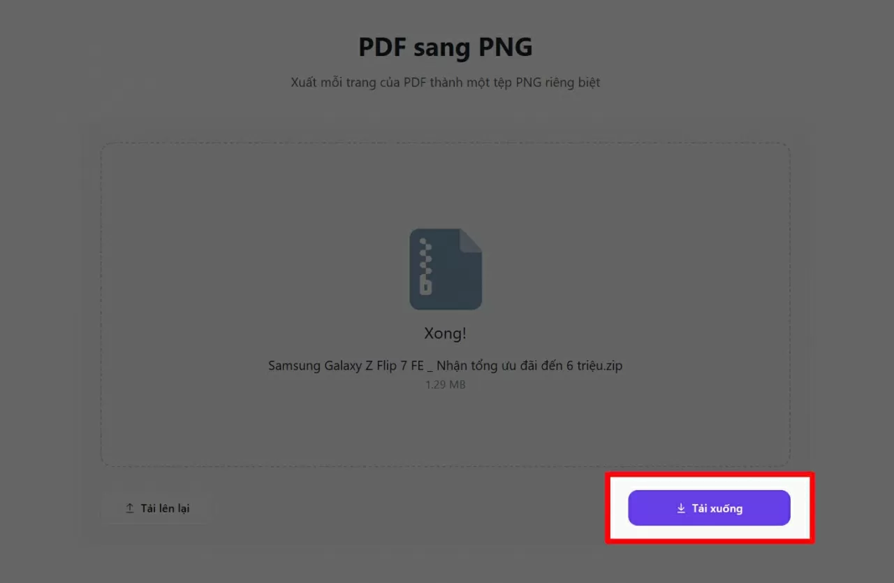 Sau khi hoàn tất, các ảnh PNG sẽ xuất hiện để bạn tải về. Sau khi hoàn tất, các ảnh PNG sẽ xuất hiện để bạn tải về.