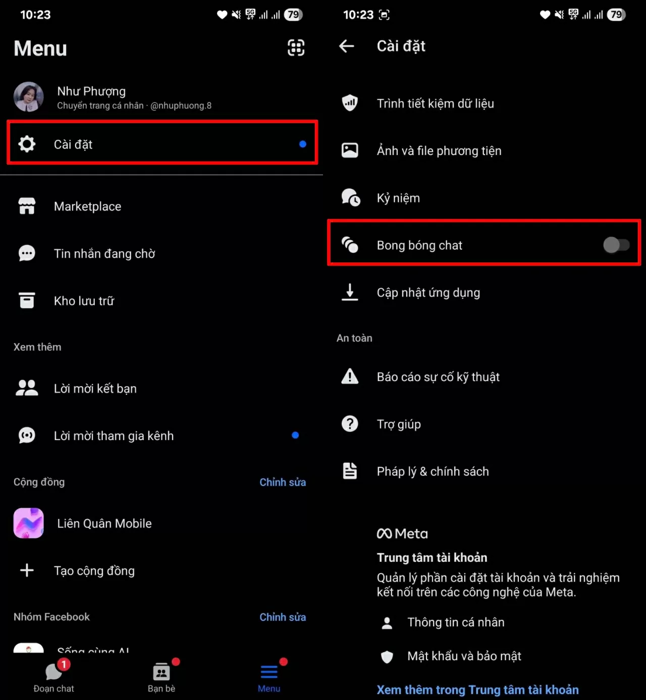 Kiểm tra lại cài đặt bong bóng chat. Kiểm tra lại cài đặt bong bóng chat.
