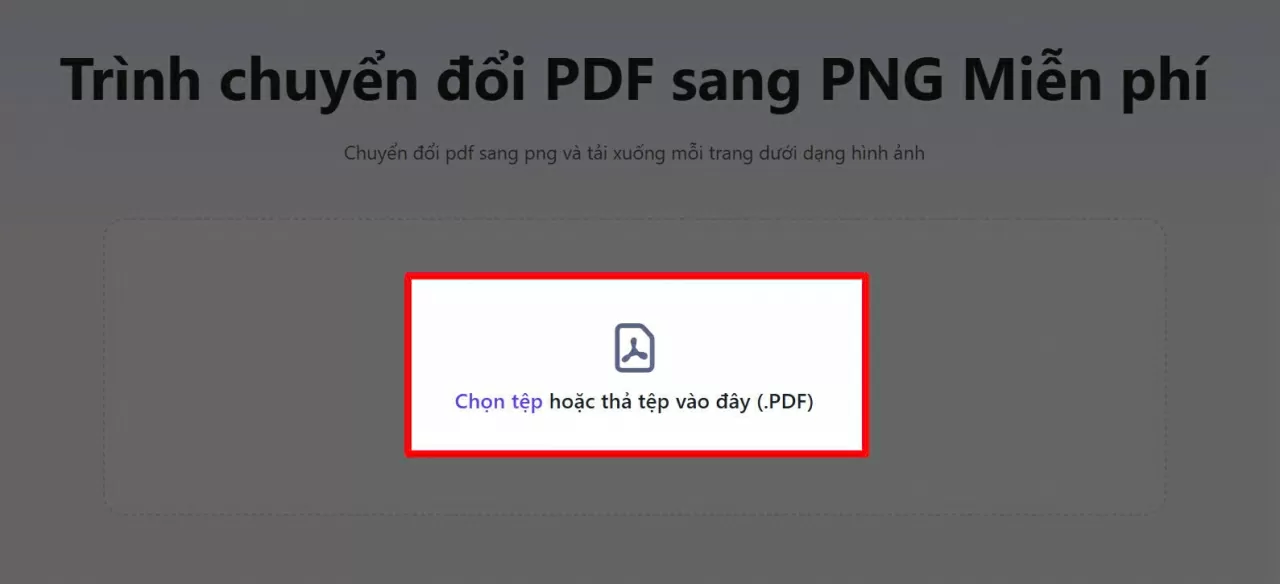 Nhấn vào nút “Chọn tệp” để tải lên tệp PDF mà bạn muốn chuyển thành ảnh. Nhấn vào nút “Chọn tệp” để tải lên tệp PDF mà bạn muốn chuyển thành ảnh.