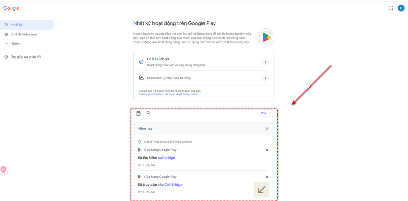 Xem lại các hoạt động liên quan đến việc tải ứng dụng trên cửa hàng.