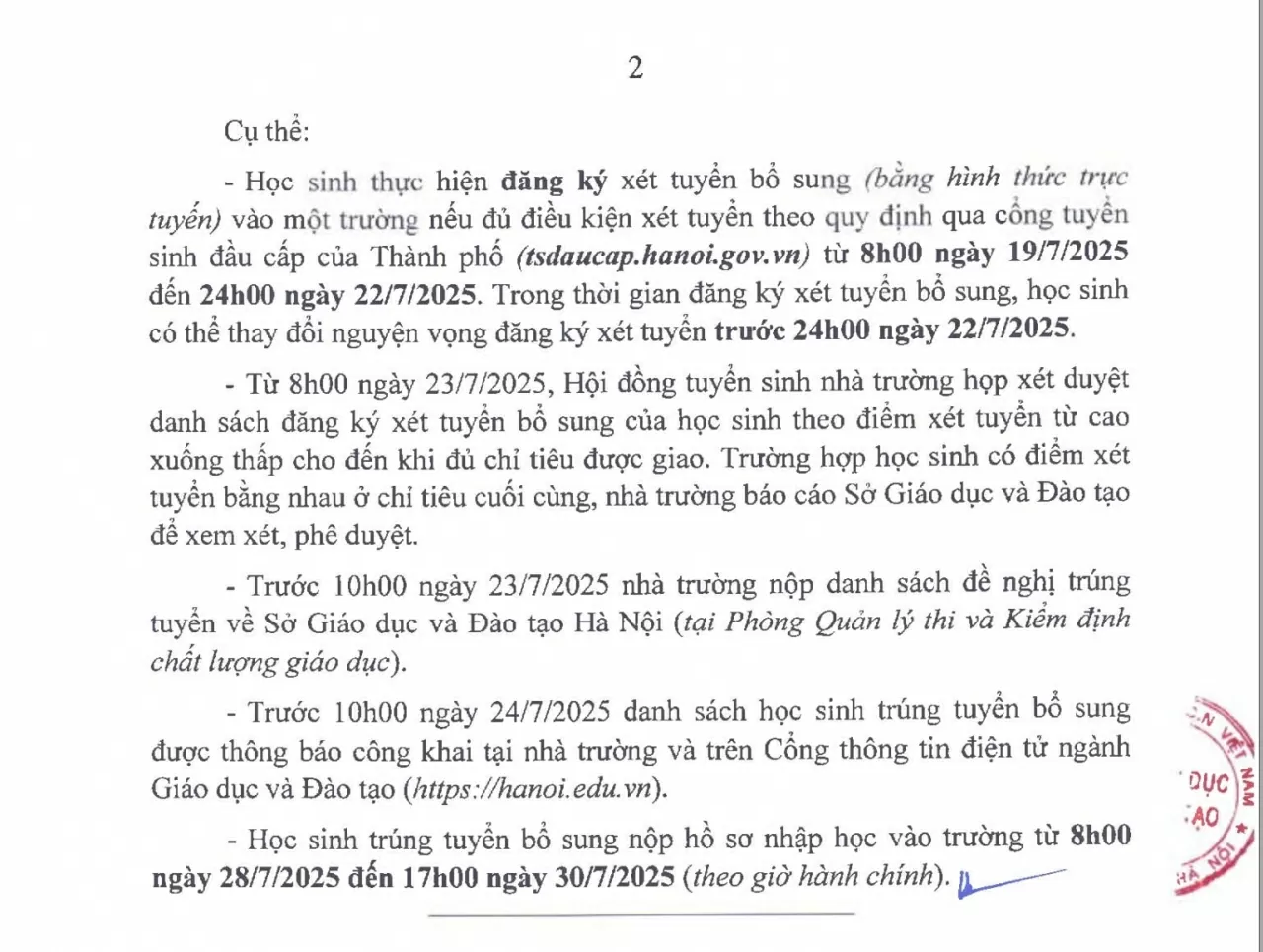 Hà Nội công bố điểm chuẩn trúng tuyển bổ sung vào lớp 10 không chuyên