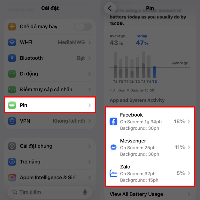Tắt ứng dụng nền không cần thiết. Tắt ứng dụng nền không cần thiết.