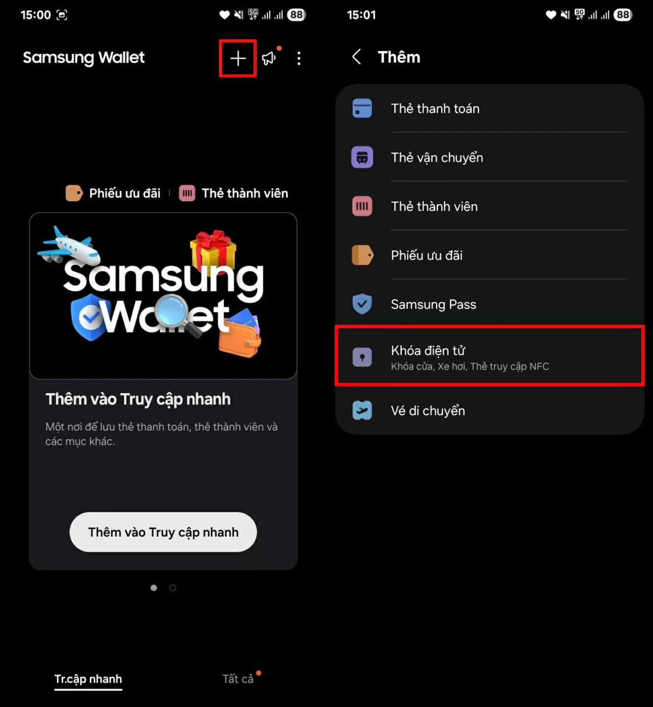 Nhấn vào biểu tượng dấu “+” ở góc trên cùng bên phải.