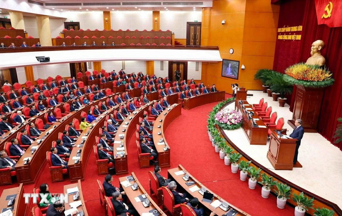 Hội nghị lần thứ 12 Ban Chấp hành Trung ương Đảng khóa XIII. (Ảnh: Phạm Kiên.TTXVN)