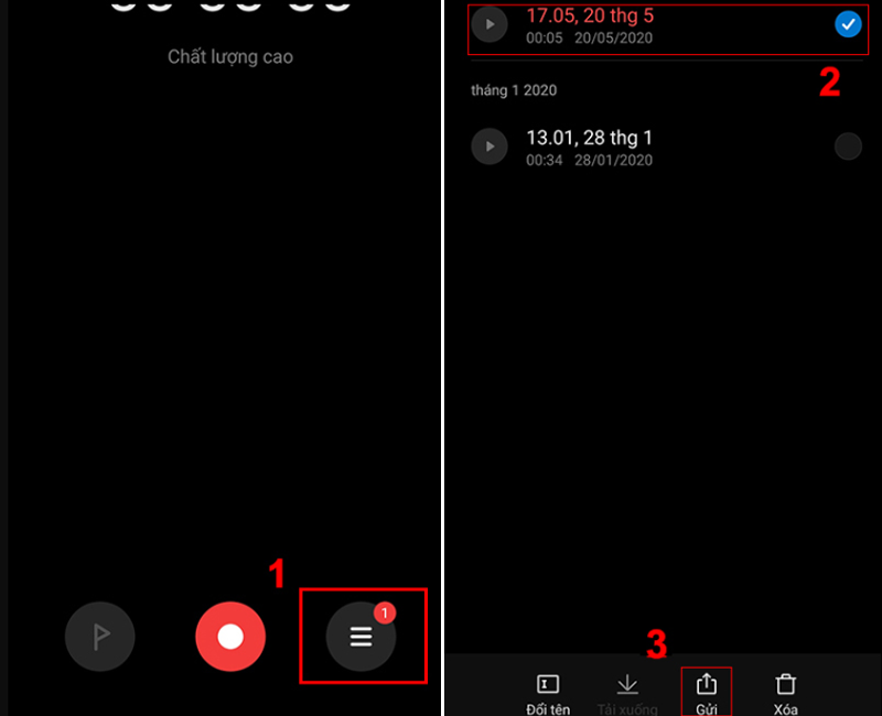 Tạo hoặc chọn bản ghi âm.