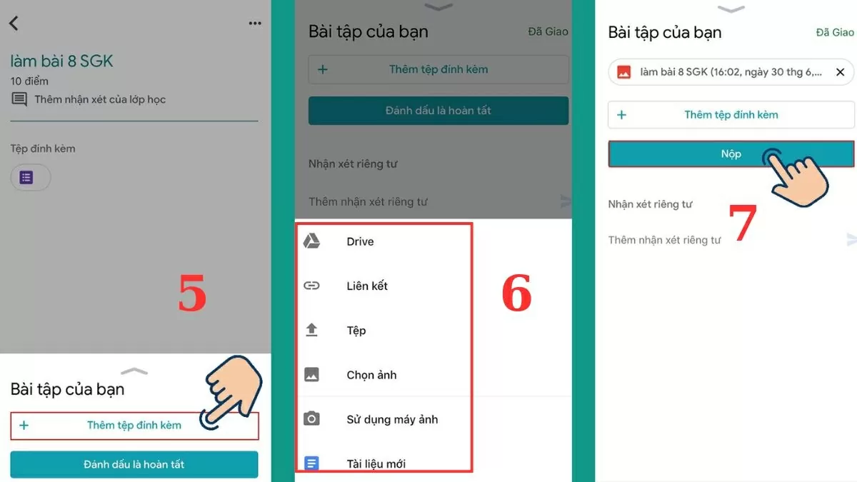 Nhấn “Thêm tệp đính kèm” để chọn tệp cần gửi.