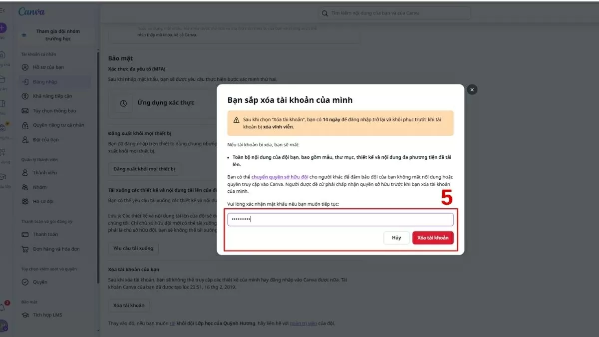 Sau đó, chọn “Xóa tài khoản” để hoàn tất. Sau đó, chọn “Xóa tài khoản” để hoàn tất.