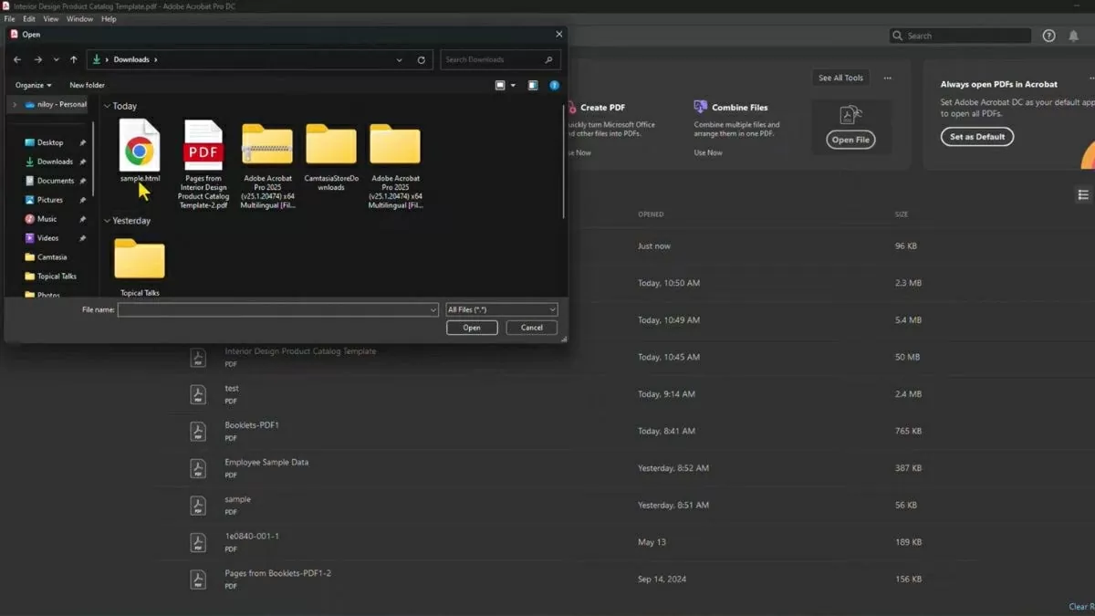 Tìm đến file HTML bạn muốn chuyển đổi.