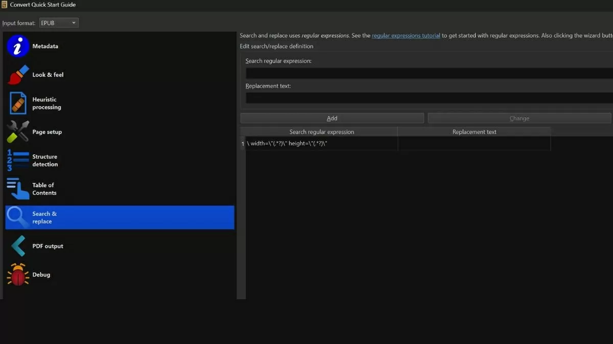 Chuyển sang tab Search and Replace.