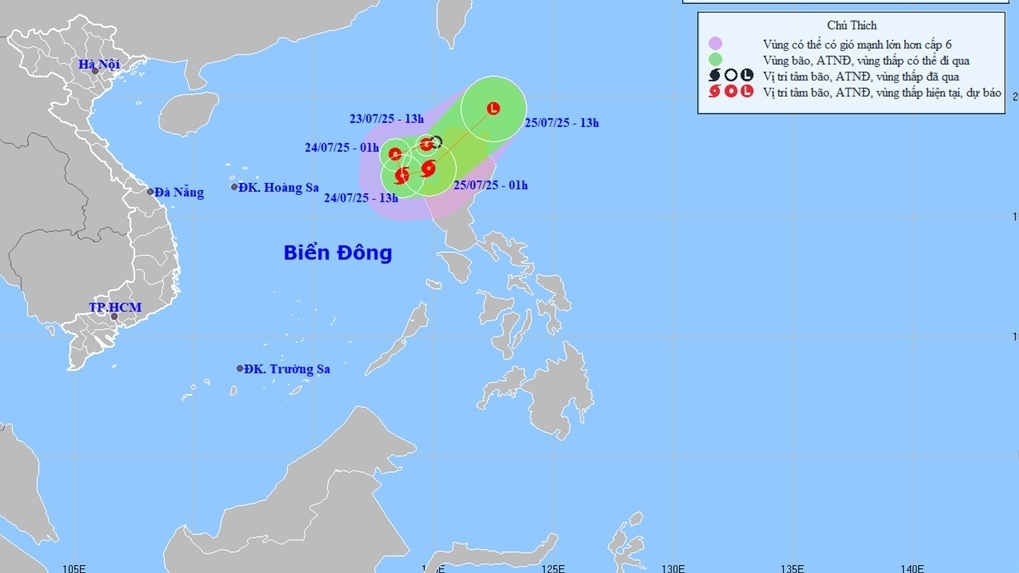 Áp thấp nhiệt đới có khả năng mạnh thêm thành bão trên vùng biển phía Đông khu vực Bắc Biển Đông