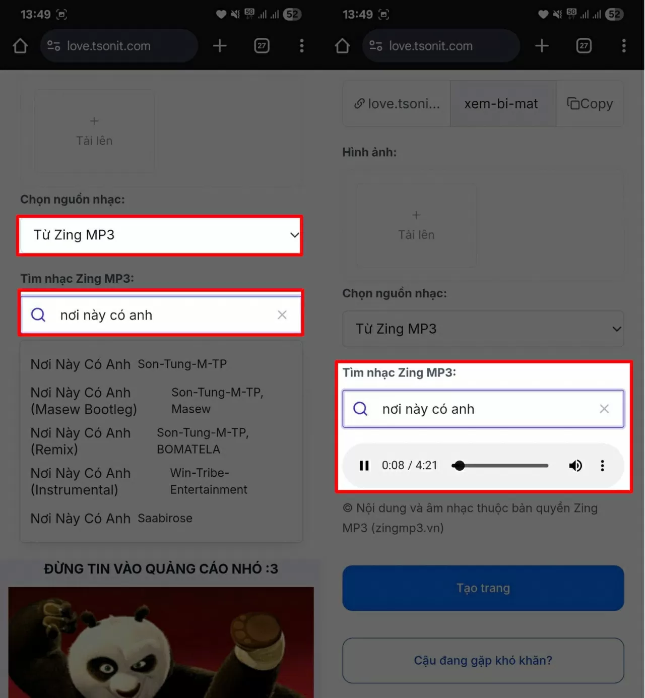 Lựa chọn nhạc nền cho phần hiệu ứng. Lựa chọn nhạc nền cho phần hiệu ứng.