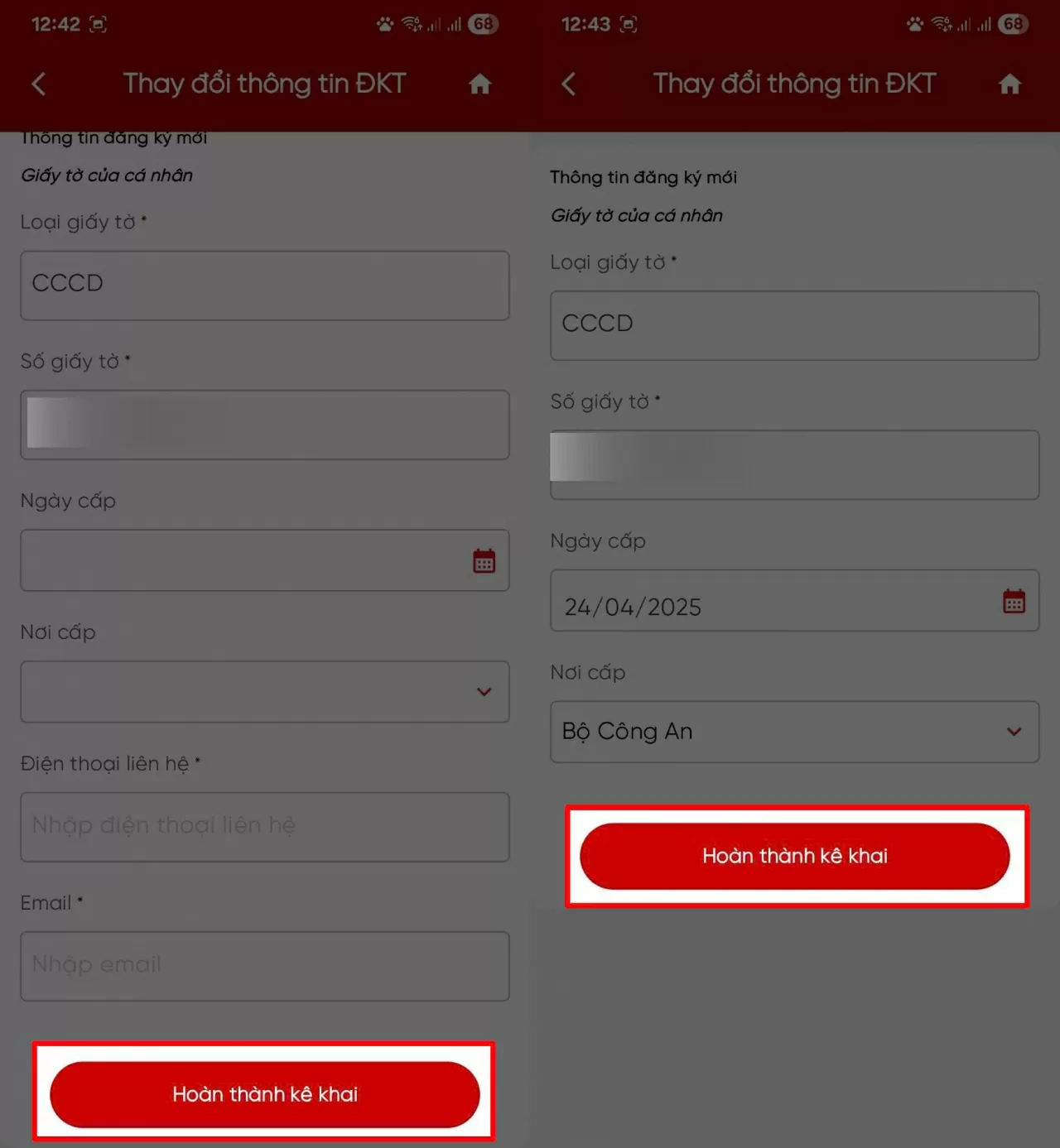 Hoàn tất kê khai bằng cách nhấn Hoàn thành kê khai. Hoàn tất kê khai bằng cách nhấn Hoàn thành kê khai.
