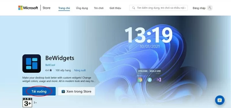 Cài đặt BeWidgets.