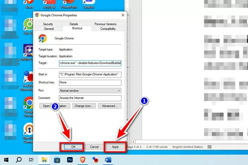 Sau đó, nhấn Apply và OK để lưu thay đổi.