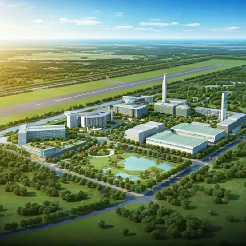 Phối cảnh minh họa dự kiến cơ sở Học viện Hàng không Việt Nam tại Long Thành – trung tâm đào tạo hàng không hiện đại trong tương lai.