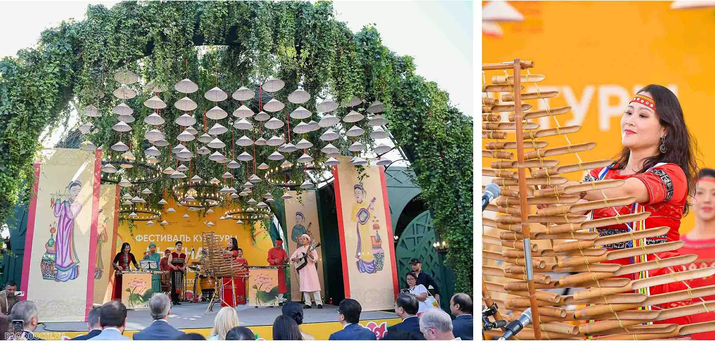 Phu nhân Ngô Phương Ly và bạn bè Nga xem múa rối nước, thưởng thức cốm, cafe Việt Nam giữa Quảng trường Đỏ