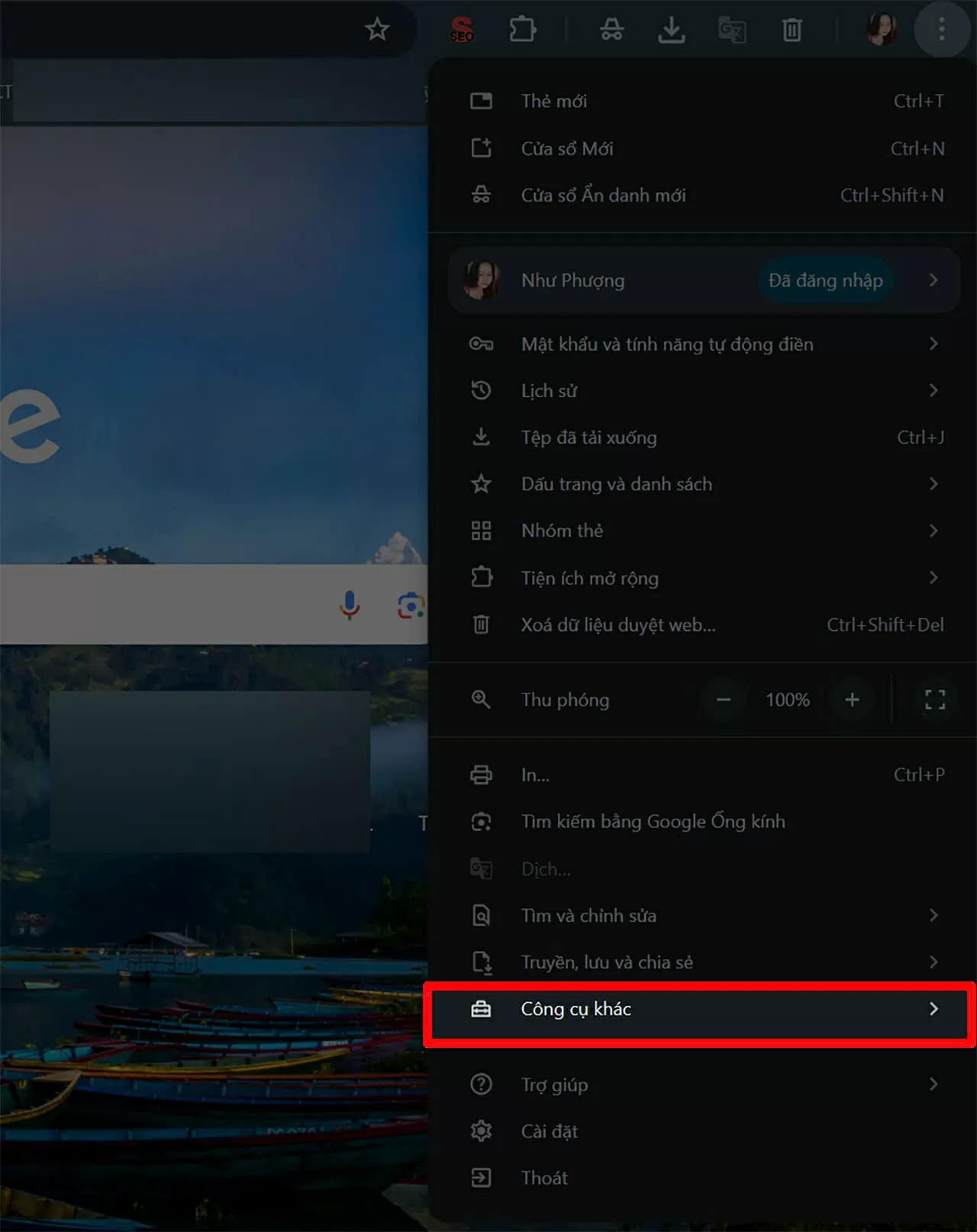 Chọn Công cụ khác.