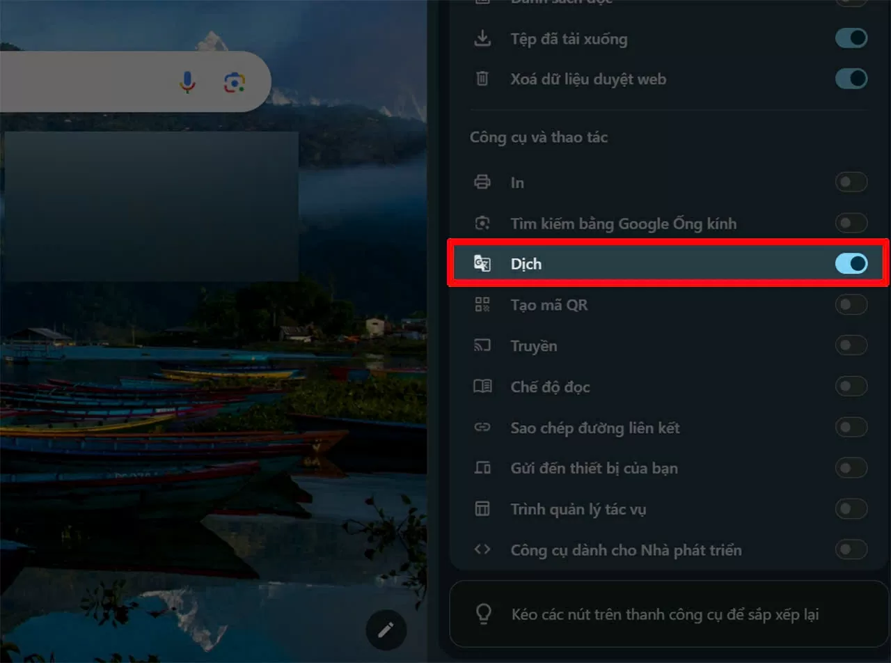 Tìm tiện ích Google Dịch.