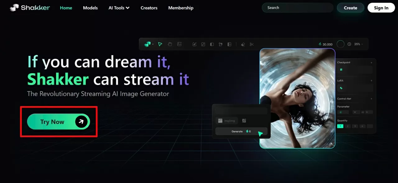 Truy cập vào trang chủ Shakker AI. Truy cập vào trang chủ Shakker AI.