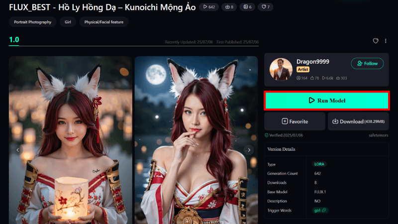 Bạn nhấn vào nút Run Model. Bạn nhấn vào nút Run Model.