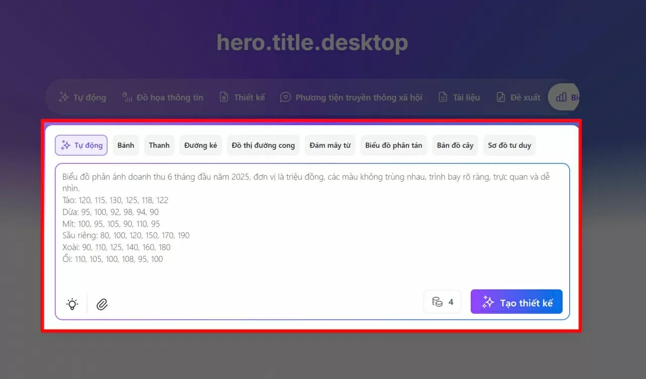 Nhập dữ liệu vào các ô tương ứng. 