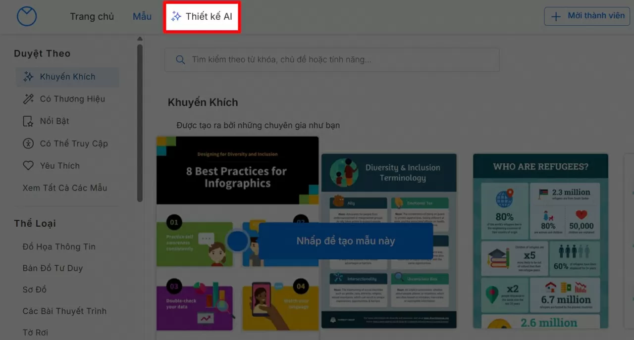 Chọn Thiết kế bằng AI (AI Designer). Chọn Thiết kế bằng AI (AI Designer).