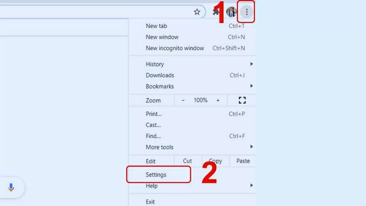 Mở trình đơn ba chấm ở góc trên bên phải 
